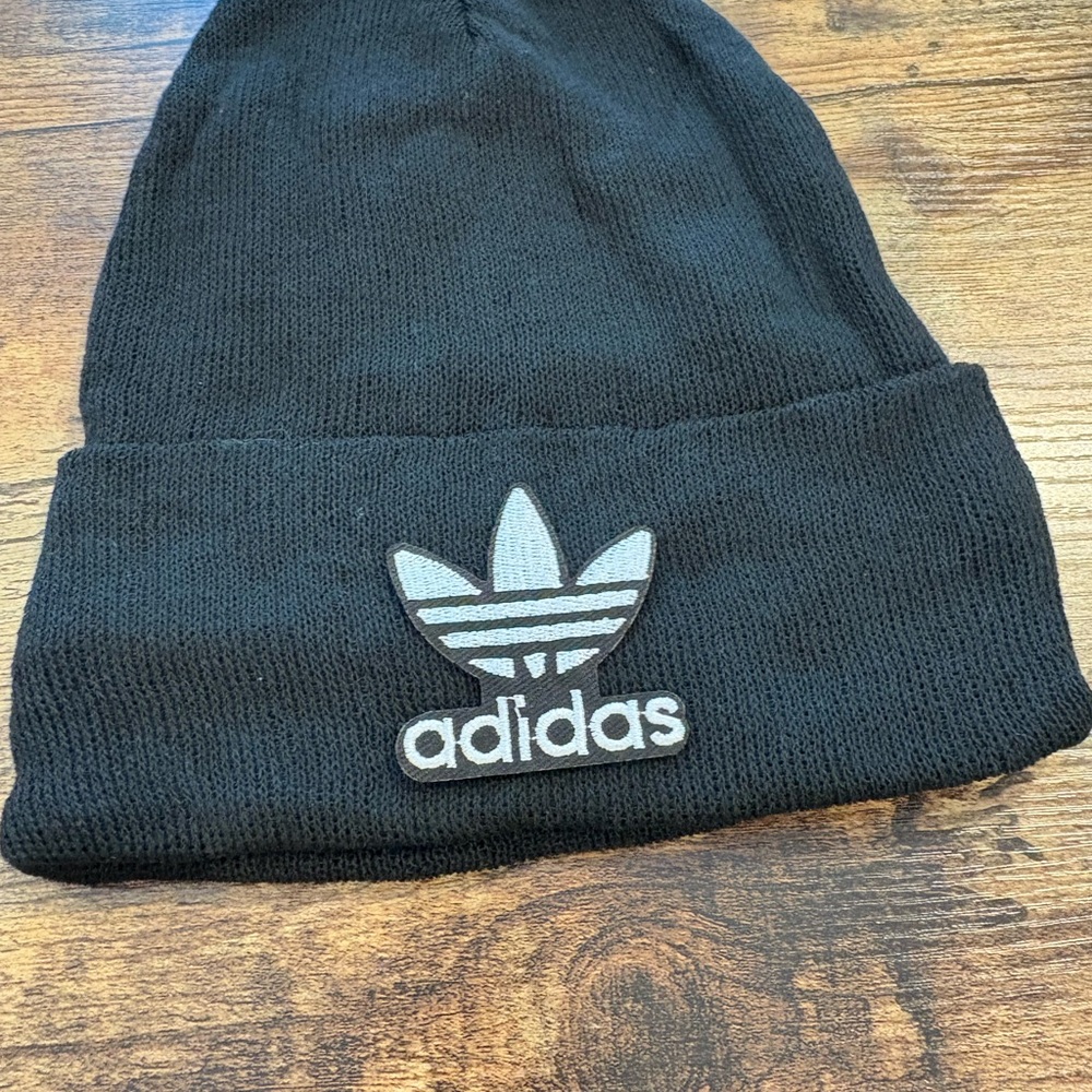 Adidas logo Black Knit Beanie with Logo